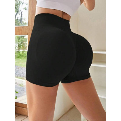TCVC Sporty Women'S Plain High Waist Skinny Sports Shorts Seamless Knit Peach Butt Effect Tight Fit Breathable Gym Clothing for Yoga Gym Workout Running 12-Count