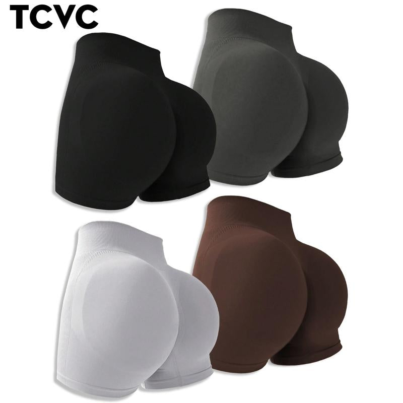 TCVC Sporty Women'S Plain High Waist Skinny Sports Shorts Seamless Knit Peach Butt Effect Tight Fit Breathable Gym Clothing for Yoga Gym Workout Running 12-Count