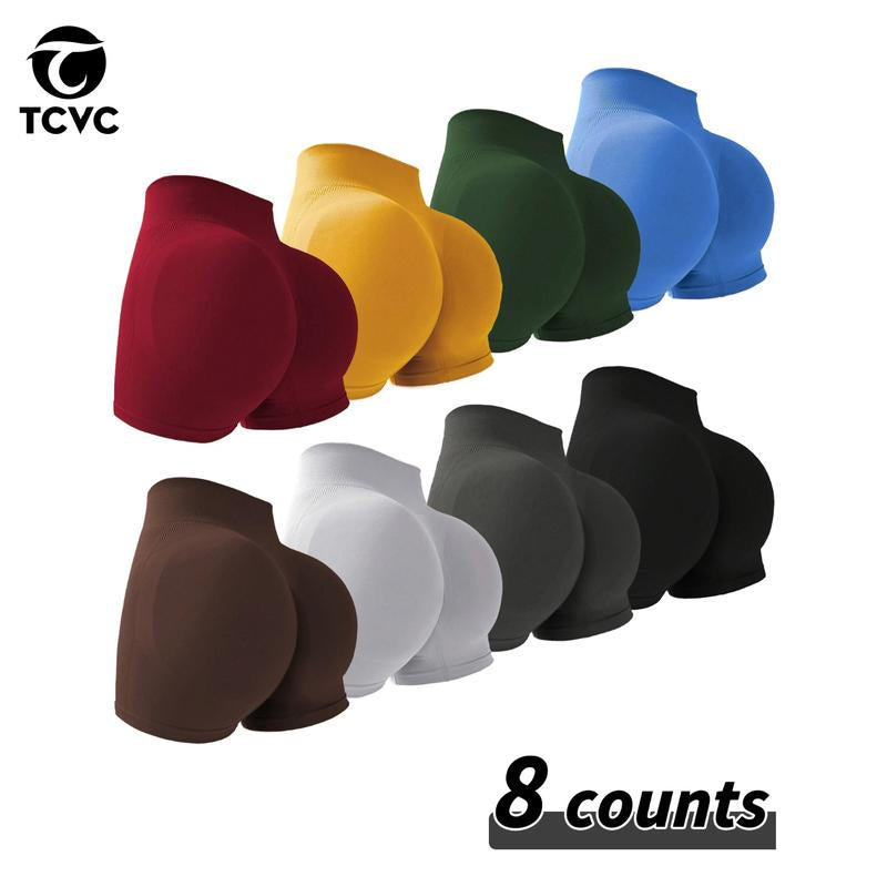 TCVC Sporty Women'S Plain High Waist Skinny Sports Shorts Seamless Knit Peach Butt Effect Tight Fit Breathable Gym Clothing for Yoga Gym Workout Running 12-Count