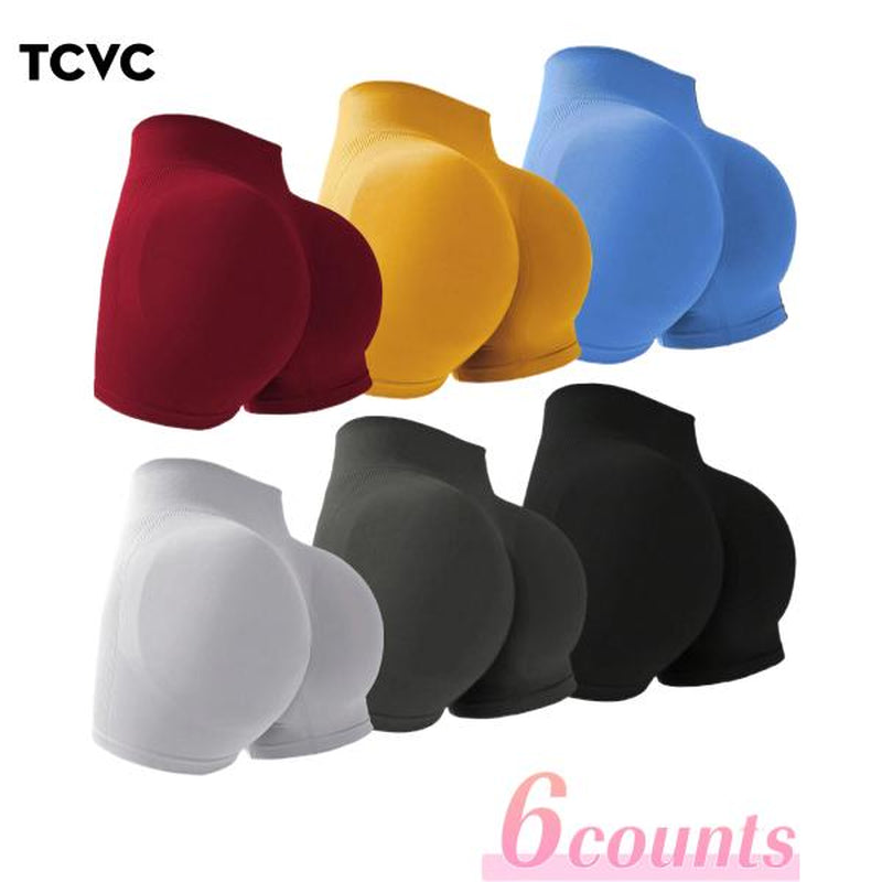 TCVC Sporty Women'S Plain High Waist Skinny Sports Shorts Seamless Knit Peach Butt Effect Tight Fit Breathable Gym Clothing for Yoga Gym Workout Running 12-Count